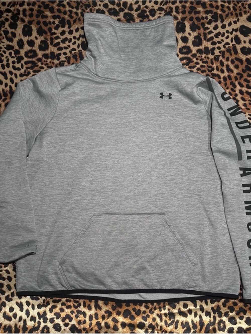 Under Armour ColdGear Heather Gray High Neck Funnel Hoodie Pullover